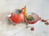 Red jug, cup and berries. 2018.Watercolor and Chinese ink. 50 x 35 cm.
