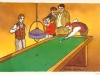 Billard. Aquarelle et encre. 1992 Journal El Observador