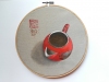 2019. Little red jug. Oil and India ink on canvas, 20.5 cm. diameter.