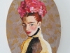 2020. Young Russian woman. Oil on frame and canvas, covered with golden brocade, 30 x 20 cm.